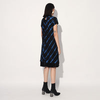 Ukio shibori a-line dress - Black Blue | Linetribe