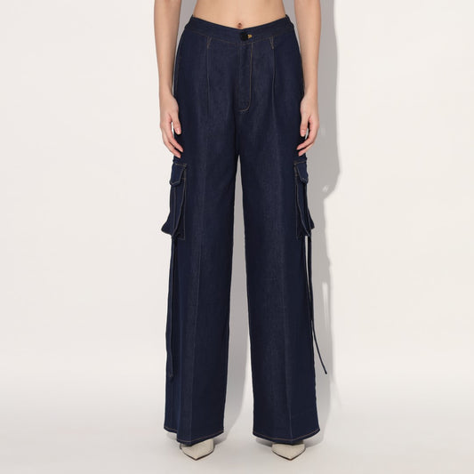 Zoe denim cargo pants - Blue | Linetribe