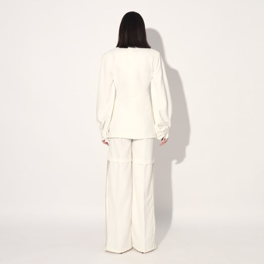 Neo wrap pleated pant suit - Ivory | Linetribe