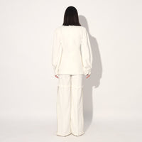 Neo wrap pleated pant suit - Ivory | Linetribe