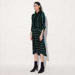 Zinnia shibori stripe shirtdress - Black Green | Linetribe