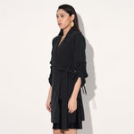 Nebula striped jacket dress - Black | Linetribe