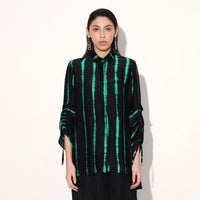 Ivy shibori stripe shirt - Black Green | Linetribe