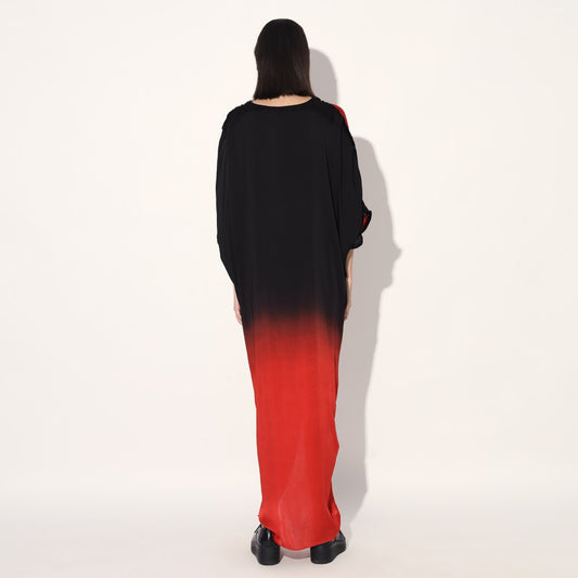 Aphelion ombre kaftan dress - Red Black | Linetribe