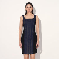 Celeste denim panel dress - Blue | Linetribe