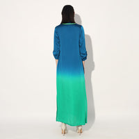 Kyuka ombre long tunic - Green Blue | Linetribe