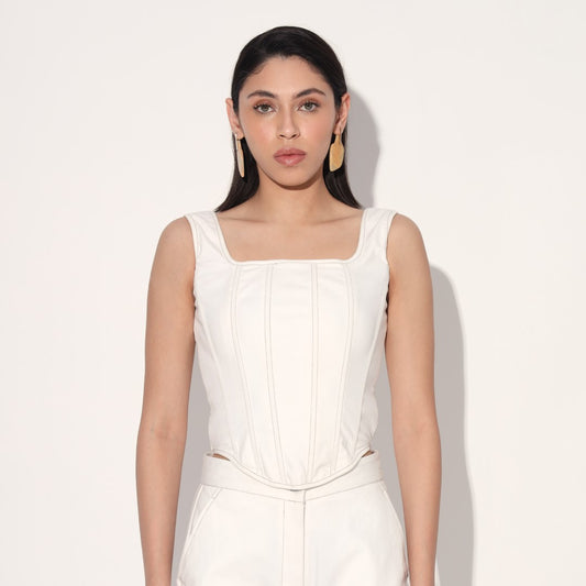 DENIM FLARE PANTS - WHITE | Linetribe