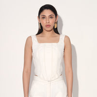 DENIM FLARE PANTS - WHITE | Linetribe