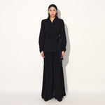 Neo wrap pleated pant suit - Black | Linetribe
