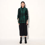 Ivy shibori stripe shirt - Black Green | Linetribe