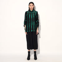 Ivy shibori stripe shirt - Black Green | Linetribe