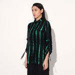 Ivy shibori stripe shirt - Black Green | Linetribe
