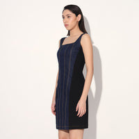 Celeste denim panel dress - Blue | Linetribe