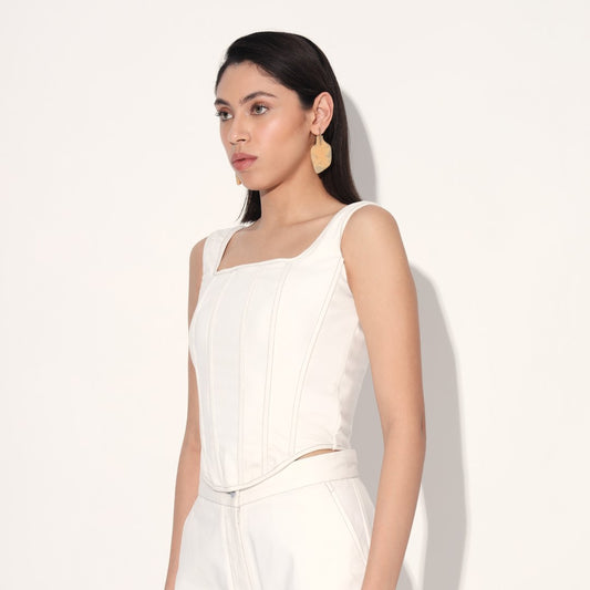 Nylah denim corset - White | Linetribe