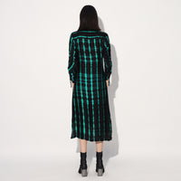 Zinnia shibori stripe shirtdress - Black Green | Linetribe