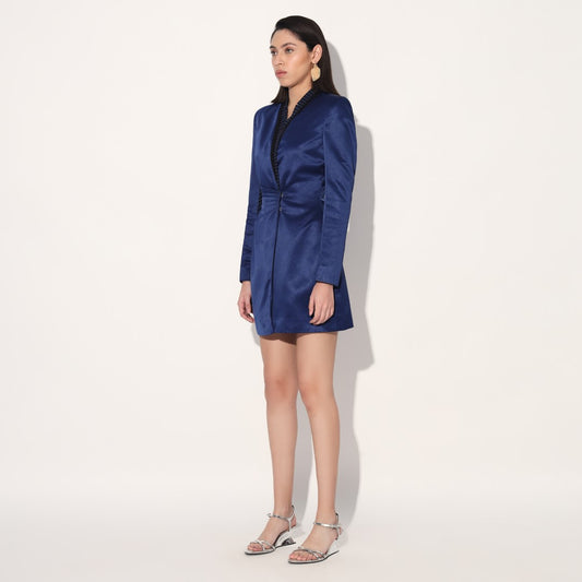 Astrid structured jacket dress - Blue | Linetribe