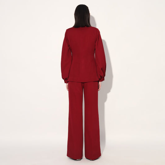 Neo wrap pant suit - Maroon | Linetribe