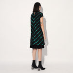 Ukio shibori a-line dress - Black Green | Linetribe