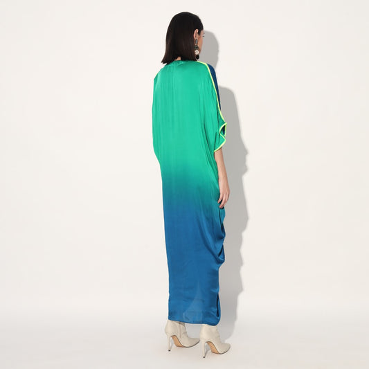 Aphelion ombre kaftan dress - Green Blue | Linetribe