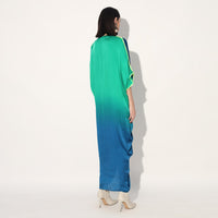 Aphelion ombre kaftan dress - Green Blue | Linetribe