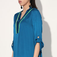 Kyuka ombre long tunic - Green Blue | Linetribe