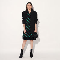 Ukio shibori a-line dress - Black Green | Linetribe