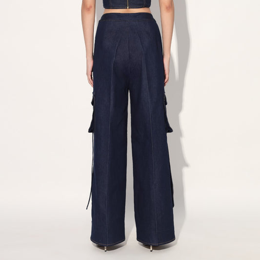 Zoe denim cargo pants - Blue | Linetribe