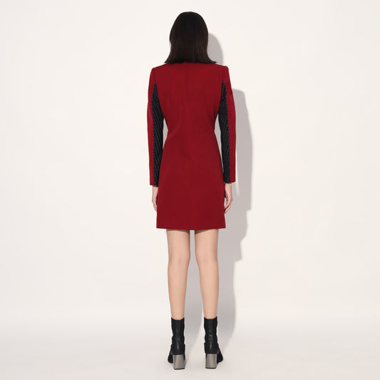 Astrid structured jacket dress - Red | Linetribe