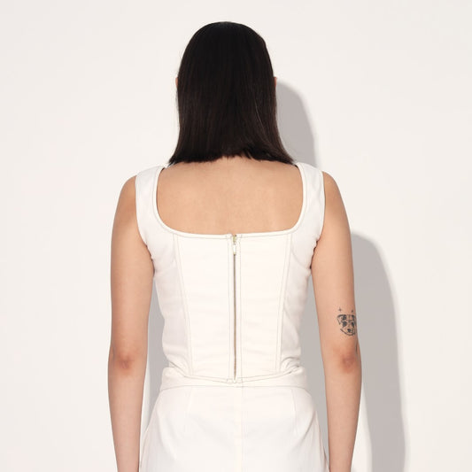 DENIM FLARE PANTS - WHITE | Linetribe