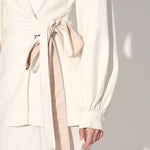 Neo wrap pleated pant suit - Ivory | Linetribe