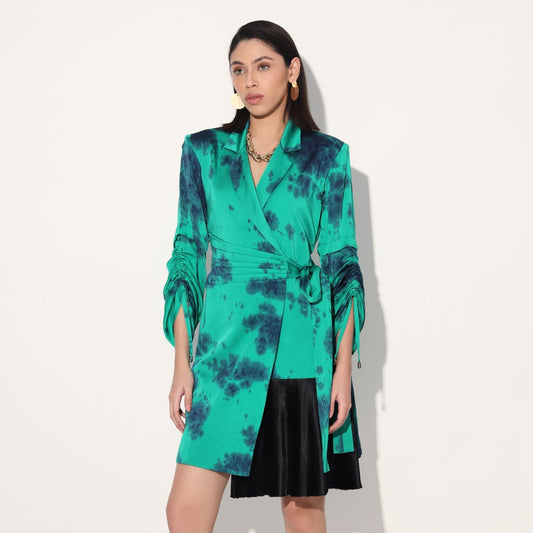 Nebula wrap jacket dress - Green | Linetribe