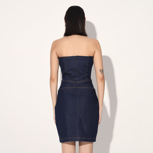 Aldrin denim corset dress - Blue | Linetribe