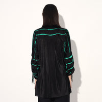 Ivy shibori stripe shirt - Black Green | Linetribe