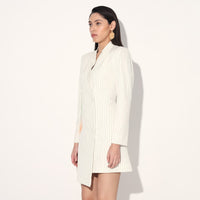 Nova cut away jacket dress - White | Linetribe