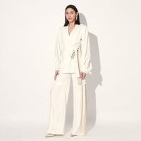 Neo wrap pleated pant suit - Ivory | Linetribe