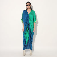 Aphelion ombre kaftan dress - Green Blue | Linetribe