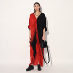 Aphelion ombre kaftan dress - Red Black | Linetribe