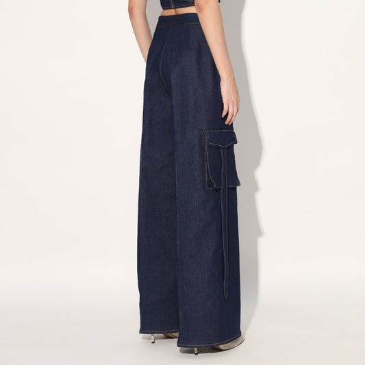 Zoe denim cargo pants - Blue | Linetribe