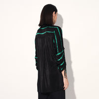 Ivy shibori stripe shirt - Black Green | Linetribe