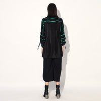 Ivy shibori stripe shirt - Black Green | Linetribe