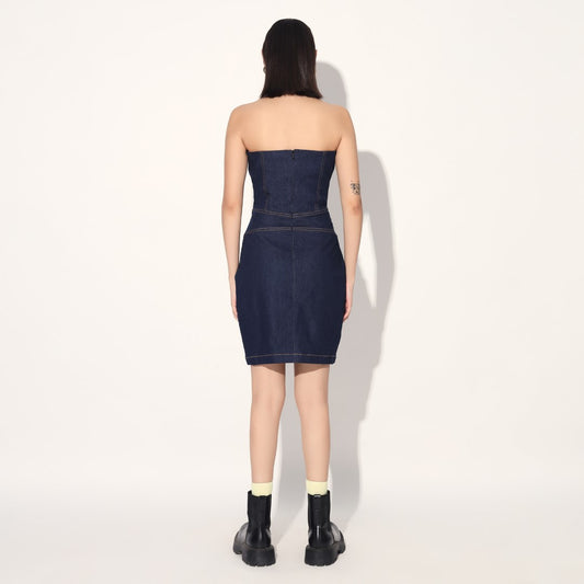 Aldrin denim corset dress - Blue | Linetribe