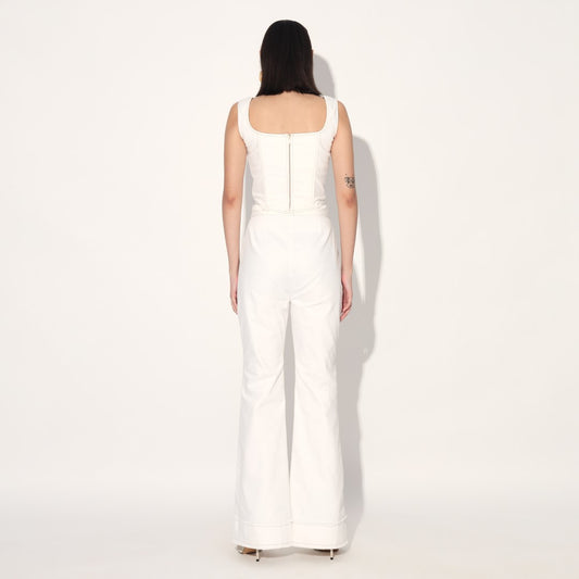DENIM FLARE PANTS - WHITE | Linetribe