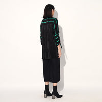 Ivy shibori stripe shirt - Black Green | Linetribe
