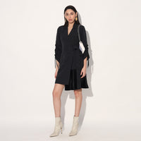 Nebula striped jacket dress - Black | Linetribe