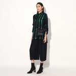 Ivy shibori stripe shirt - Black Green | Linetribe