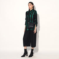 Ivy shibori stripe shirt - Black Green | Linetribe