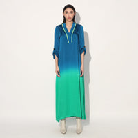 Kyuka ombre long tunic - Green Blue | Linetribe
