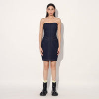 Aldrin denim corset dress - Blue | Linetribe