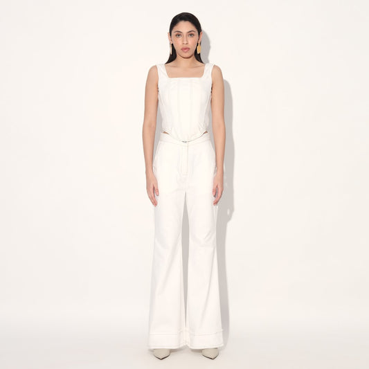 DENIM FLARE PANTS - WHITE | Linetribe