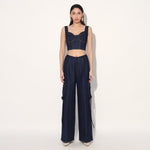 Zoe denim cargo pants - Blue | Linetribe